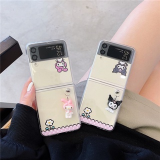 ใหม่ เคสโทรศัพท์มือถือ PC แข็ง แบบใส กันกระแทก ลาย Kuromi Melody สําหรับ Samsung Galaxy Z Flip 4 5G Z Flip 3