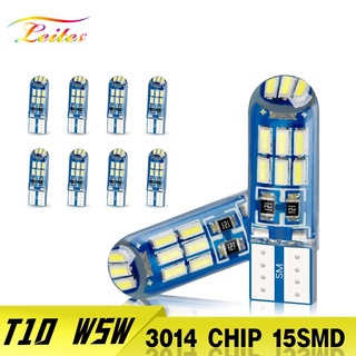 10PCS T10 W5W หลอดไฟ LED 3014 15SMD 192 168 สำหรับรถภายในแสงสีขาว/สีแดง Wedge โคมไฟประตูที่จอดรถป้ายทะเบียน Light 12V