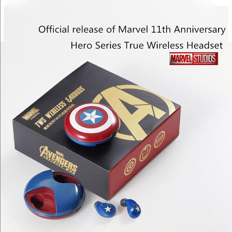 หูฟังบลูทูธไร้สายสำหรับเล่นกีฬา Marvel Genuine Authorization Ture Wireless Headset Blutooth 5.0 TWS Earphone