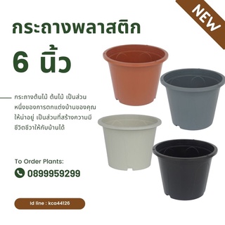 กระถางต้นไม้ กระถางพลาสติก กระถางรุ่นไฟเตอร์ 6 นิ้ว มี 4 สี ขาว ดำ เทา และส้มอิฐ เงางาม เหนียวแข็งแรงทนทาน เพิ่มสีสัน