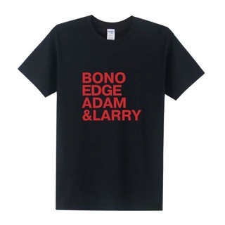 เสื้อยืด พิมพ์ลายวงร็อค U2 BONO EDGE ADAM LARRY สีดํา สําหรับผู้ชายสามารถปรับแต่งได้