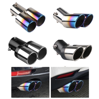 ท่อคู่ ท่อไอเสียสแตนเลส รถยนต์ แบบคู่ Car Twin Exhaust Muffler Pipe Tip   Universal Car Stainless Steel Exhause 2 Outlet Slant Cut