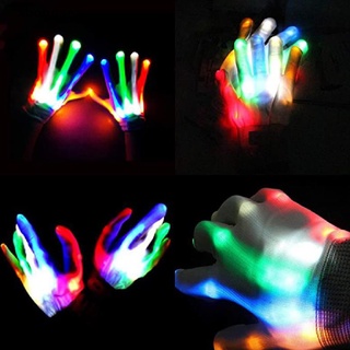 Abongsea ถุงมือเรืองแสง LED รูปหัวกะโหลก สีสันสดใส สําหรับตกแต่งปาร์ตี้ฮาโลวีน คริสต์มาส 1 ชิ้น