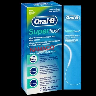 Oral-B ไหมขัดฟัน Super Floss waxed mint 50pcs superfloss