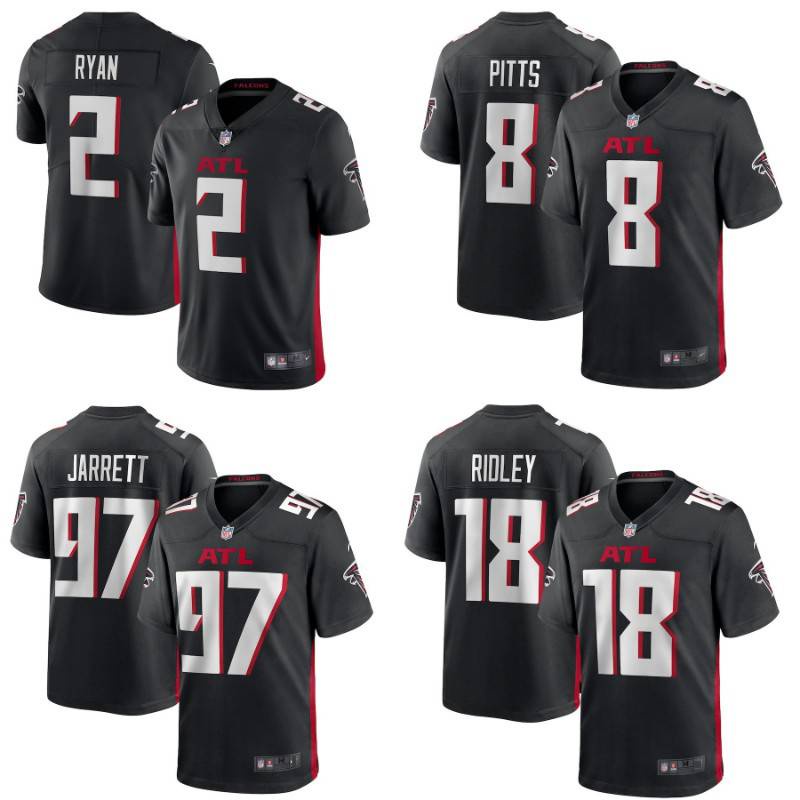 เสื้อกีฬาแขนสั้น ลายทีมชาติฟุตบอล Atlanta Falcons NFL Ridley Jarrett Pitts Ryan สีดํา พลัสไซซ์ สําหรับผู้ชาย และผู้หญิง 2022