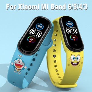 สายรัดซิลิโคนแทนการ์ตูนน่ารักกีฬาสายรัดข้อมือสำหรับ Xiaomi Mi Band 6 5 4 3