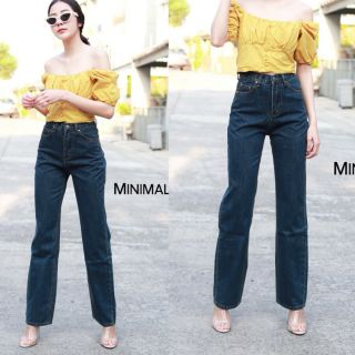 Minimal#ยีนส์ขาตรงสีเข้ม มีS-L