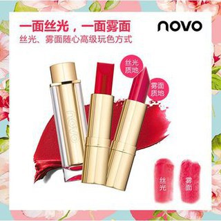 เทรนด์ใหม่(พร้อมส่ง/ของแท้ ) โนโว novo Double lip makeup matte และ sheer ลิปสติกเนื้อแมทและเนื้อเชียร์ในแท่งเดียว