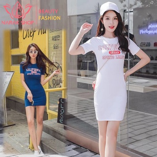 ชุดเดรสเก็บหุ่นทรงสวย เสื้อผ้าผู้หญิงพิมพ์ลายภาษาอังกฤษ ชุดกระโปรงเนื้อผ้าดีมากๆ