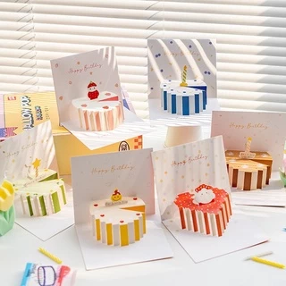 •พร้อมส่ง• การ์ดวันเกิด แบบPop Up มี12ลาย happy birthday card 🍰🍿