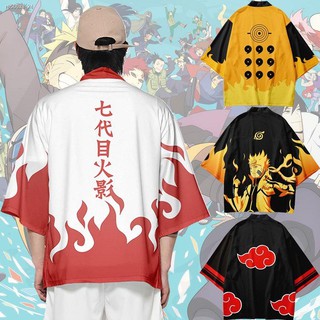✕Naruto Anime Robe Cardigan Haori Kimono Uchiha Crest Seven generation of short-sleeve เสื้อคลุม [ออกวันที่ 30 พ.ค. ]
