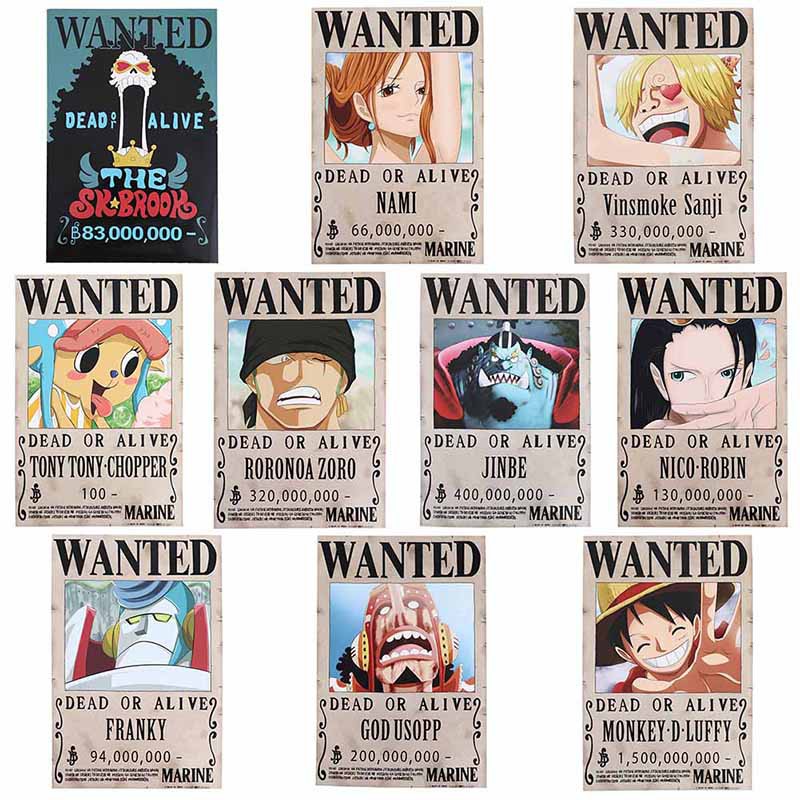 ใบประกาศจับวันพีช ค่าหัวล่าสุด วันพีช ลูฟี่ ประกาศจับ one piece poster wanted โปสเตอร์ประกาศจับวันพี