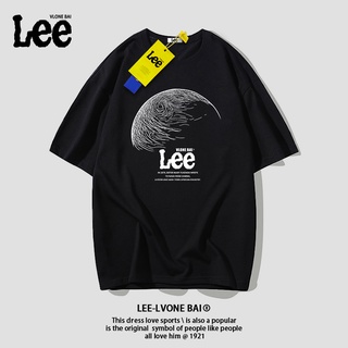 Lee เสื้อยืด ผ้าฝ้าย พิมพ์ลาย อินเทรนด์ สําหรับผู้ชาย และผู้หญิงS-5XL