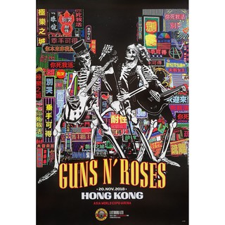 โปสเตอร์ คอนเสิร์ต วงดนตรี ร็อค Guns N’ Roses live in Hong Kong POSTER 24”x35” Inch  American Hard Rock Heavy Metal