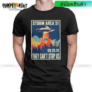 2022 Storm Area 51 Retro They Cant Stop Us เสื้อยืดลําลองสําหรับผู้ชายแขนสั้นคอกลมขนาดพลัสขนาดพลัส sale