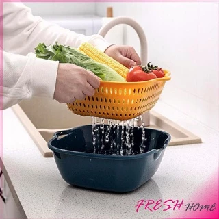 ตะกร้าล้างผลไม้ 2ชั้น 2in1 ตะกร้าล้างผัก Basin for washing vegetables