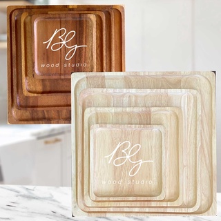 จานไม้สี่เหลี่ยมจัตุรัส รวมฮิต ทุกสี ทุกขนาด ราคาต่อชิ้น/ขนา…