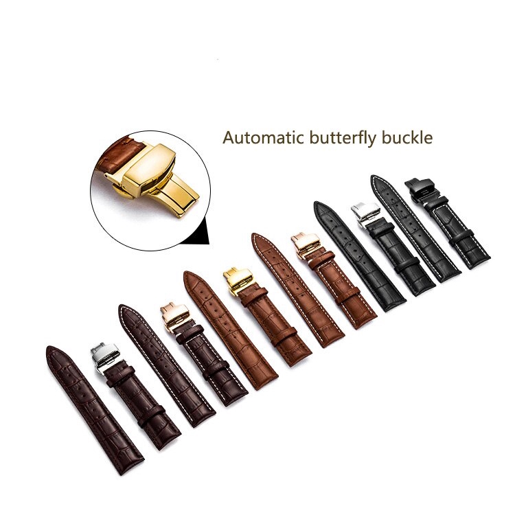 18 19 20 21 22 24mm Genuine Leather Watchband With Double รูปที่ 4