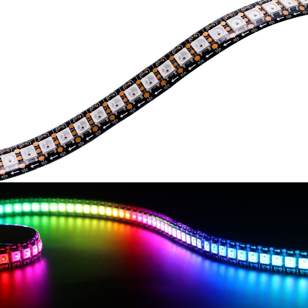 Xnbada 1M WS2812B LED Strip 144 พิกเซล/leds/m สมาร์ท 5050 RGB led Strip light, PCB สีดํา/สีขาว,WS2812 IC;IP30/IP65/IP67 DC5V
