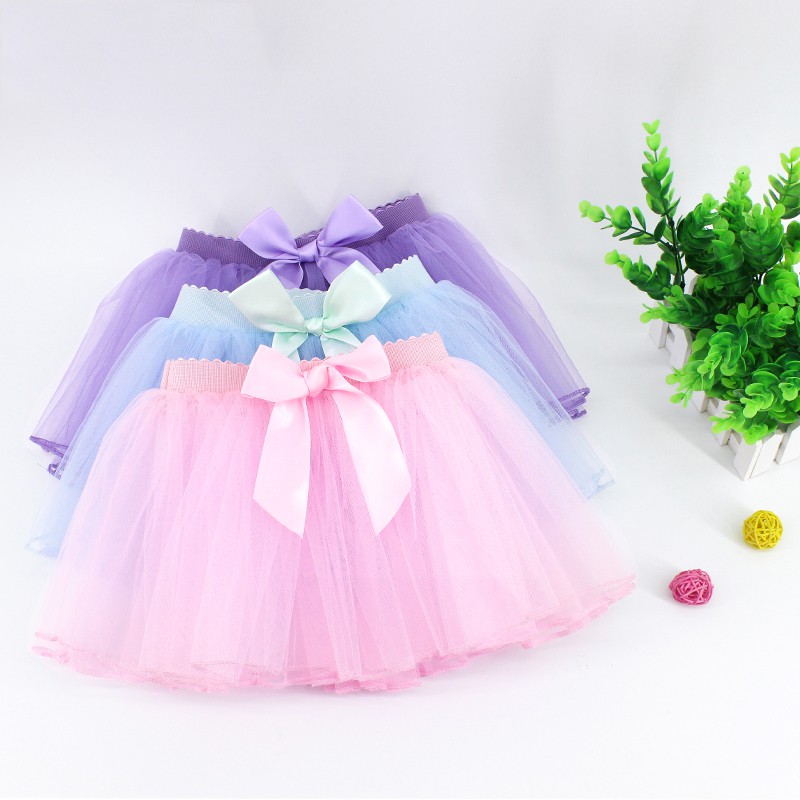 กระโปรงเต้นรํา Tulle Bowknot นุ่มพิเศษสาวเด็กวัยหัดเดินดึงกระโปรงบัลเล่ต์ Tutu