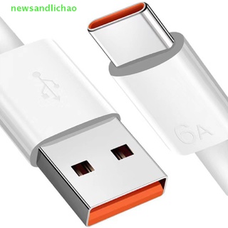 Newsandlichao 2 เมตร 6A 66W USB Type-c สายชาร์จเร็วมาก สําหรับ xiaomi Samsung Huawei Nice