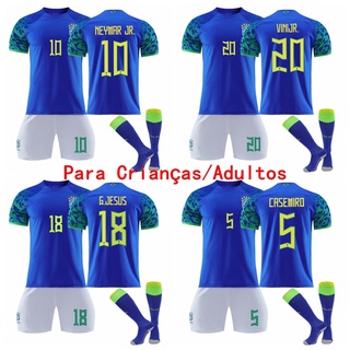 เสื้อกีฬาแขนสั้น ลายทีมชาติฟุตบอล Brazil Away Jersey ชุดเยือน 2022 ชุดเยือน พร้อมถุงเท้า