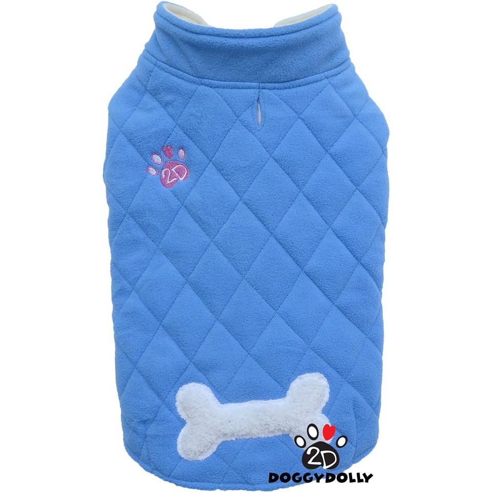 Petcloths-Doggydolly  เสื้อผ้าแฟชั่น  สัตว์เลี้ยง  หมาแมว กันหนาว ชุดโค้ท แขนกุด สีฟ้า  Winter ขนาดไซส์  1-9โล  W350