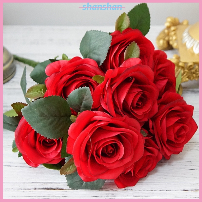 Artificial Flowers Rose Bouquet Fake Flowers Silk Roses Wedding Bouquet ...