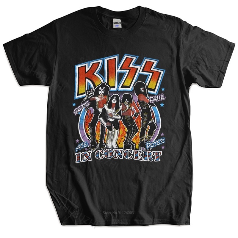 ใหม ่ แฟชั ่ นเสื ้ อยืดผ ้ าฝ ้ ายTees KISSเสื ้ อVINTAGE tshirt 1979 Alive In '79 Tour Geneบุรุษแบรนด ์ TShirtชายของขวัญTops