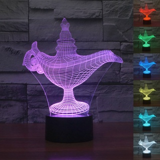 โคมไฟตั้งโต๊ะ LED รูปดิสนีย์ 3D ไล่โทนสี 7 สี ชาร์จ USB