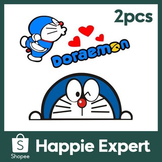 happie สติกเกอร์ติดรถยนต์ ลายการ์ตูนโดราเอมอน กันน้ำได้ 2 ชิ้น