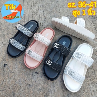 (เก็บปลายทาง)(พร้อมส่ง)#รองเท้าพื้นโซฟานิ่มๆ สวม 2 ตอน channnel สูง 1 นิ้ว   sz. 36-41