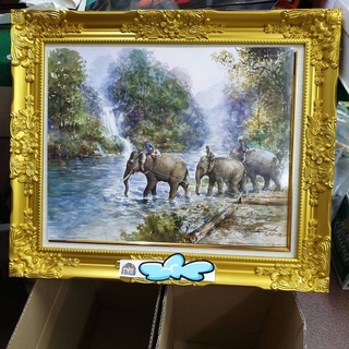 กรอบรูปกระจก ช้าง ใส่กรอบหลุยส์  ติดบ้าน ร้านค้า ของขวัญ ที่ระลึก ขึ้นบ้านใหม่