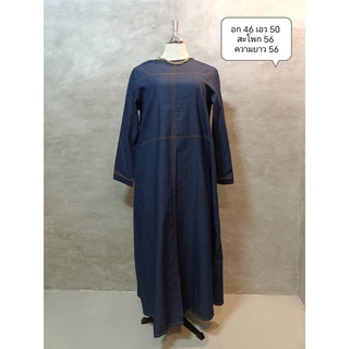 T34 SHEIN เดรสยาว ผ้ายีนส์ คอกลม XL++ (I95)