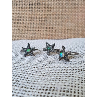 Starfish Ring : Opal , Green Tourmaline