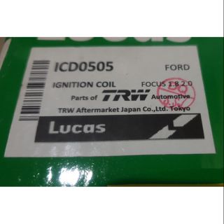 คอยล์จุดระเบิด(IGNITION COIL)
LUCAS FORD FUCUS 1.8,2.0
CODE ICD 505 1810