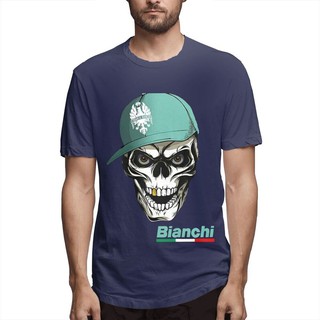 【พร้อมส่ง】เสื้อยืดคอกลมผ้าฝ้าย 100 พิมพ์ลายโลโก้ Bianchi Skull สไตล์คลาสสิกแฟชั่นสําหรับผู้ชาย