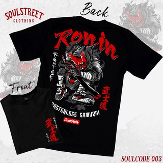 ใส่โค้ด MAGRZJGD ลด 50 เสื้อยืด SoulStreet Clothing ลาย RONIN  สีดำ ขนาด M-4XLเสื้อยืด