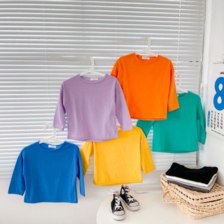 🛒พร้อมส่ง ☑️ เสื้อแขนยาวเด็กสีพื้น