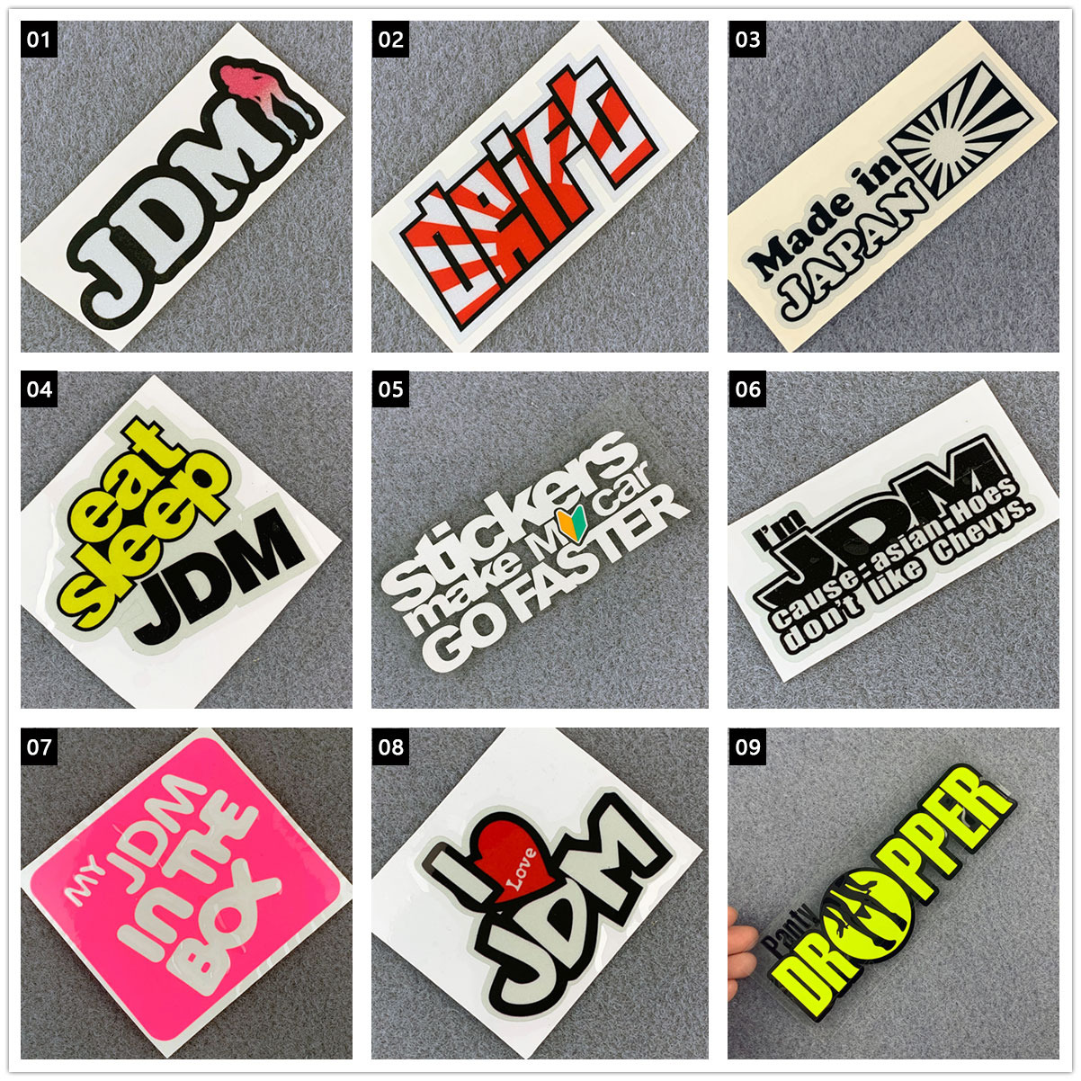 สติกเกอร์สะท้อนแสง JDM 3 เมตร สําหรับตกแต่งหมวกกันน็อค สเก็ตบอร์ด