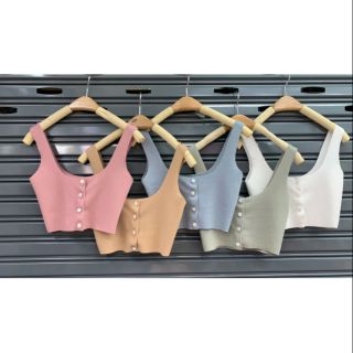 เสื้อกล้าม ใส่ง่ายๆกับกางเกงเอวสูง แกะกระดุมได้ ผ้าrib cotton สีละมุนหวานๆ