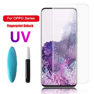 ฟิล์มกระจกนิรภัยกันรอยหน้าจอ UV แบบโค้ง สําหรับ OPPO Reno 10 8t 5 4 3 Find X5 X3 X2 X Pro 4G 5G