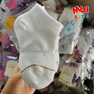 Muikids ถุงเท้าเด็กหญิง ถุงเท้าเด็กชาย  สีขาว ทรง Board socks ถุงเท้าเด็ก ถุงเท้าผ้าคอตตอน ถุงเท้าเด็กแรกเกิด ถุงเท้าขาว