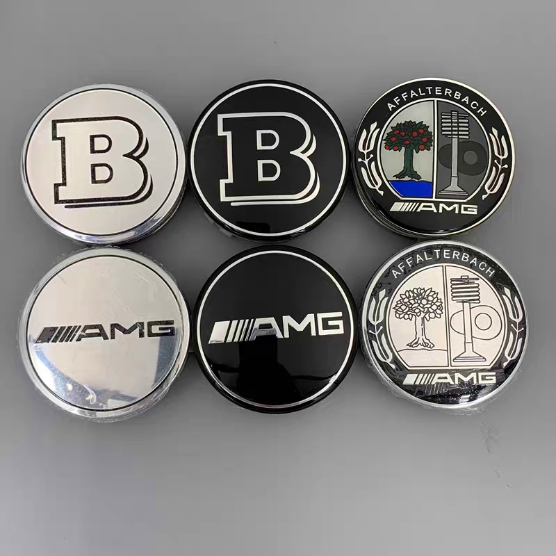 [ขายเฉพาะจุด]75MM รถสัญลักษณ์โลโก้สติกเกอร์ป้าย AMG Hub Caps Centre Cover สําหรับ Mercedes Benz Brabus A,C,E,S,CLS Series,สําหรับ AMG X204 E250,สําหรับ W203 W205 W204 C180 C300 CLASS C300 C