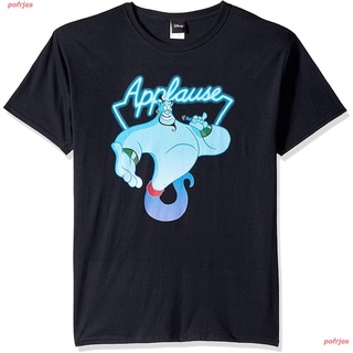 เสื้อยืดใหม่New Disney Mens Aladdin Genie Applause Humor Graphic T-Shirt เสื้อยืด ดพิมพ์ลาย เสื้อยืดผ้าฝ้าย คอกลม cotto