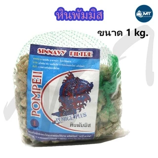 หินพัมมิส หินภูเขาไฟ สำหรับกรองน้ำบ่อปลา พร้อมถุงตาข่าย ขนาด 1 กิโลกรัม
