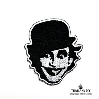 ตัวรีดติดเสื้อ ลายตัวตลก หน้าโจ๊กเกอร์ ชาร์ลี แชปลิน Charlie Chaplin Joker Patch งานปัก DIY ตัวรีด อาร์ม ติดเสื้อ กางเกง