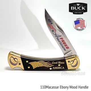 มีด Buck 110 Folding Hunter Knife Proud American 110WOOD-AP