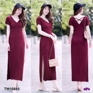 3สี พร้อมส่ง🔥🔥 Maxi dress เดรสยาว เดรสคอวี เดรสไขว้หลัง เดรสสีแดง ชุดเดรสผู้หญิง ขุดไปทะเล ชุดอยู่บ้าน เดรสสีดำ เทา