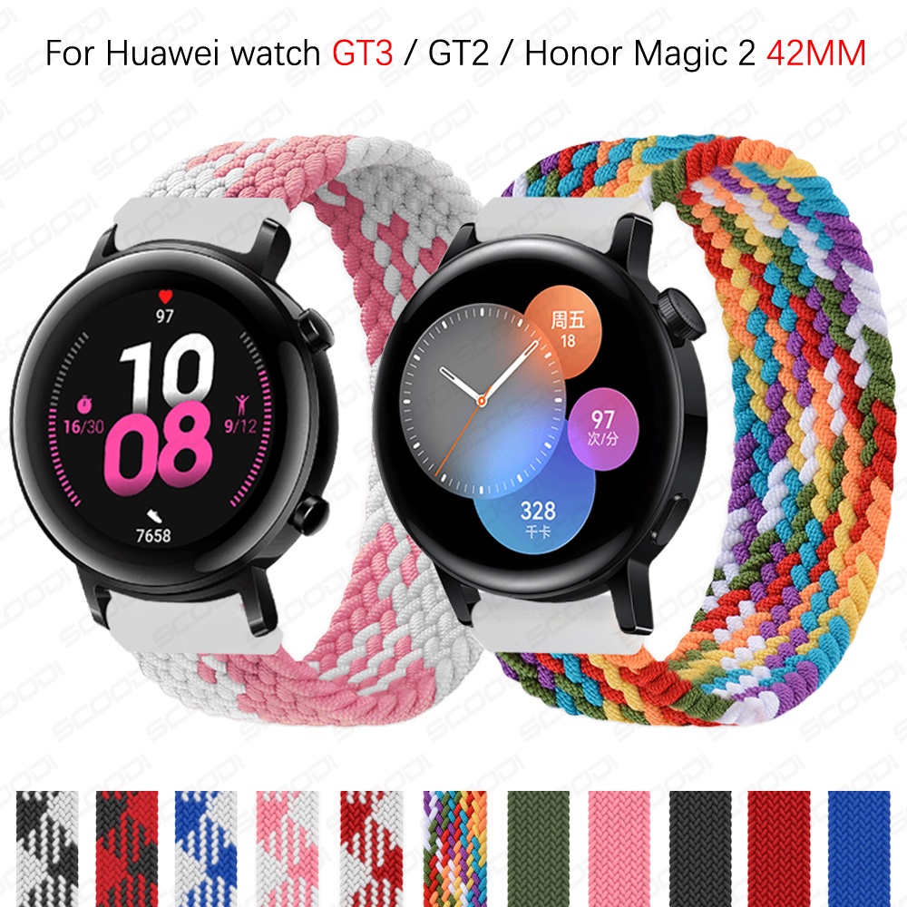 สายนาฬิกาข้อมือไนล่อน แบบยืดหยุ่น สําหรับ Huawei Watch GT3 GT2 Honor Watch Magic 2 42 มม.